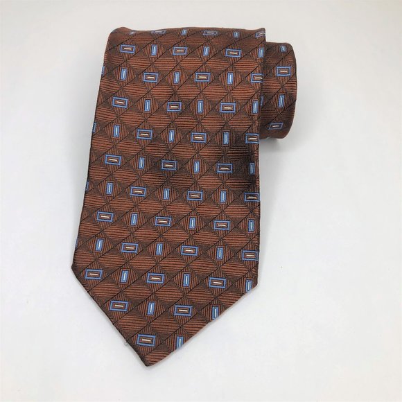 Jos. A. Bank Rust Geometric Design Silk Tie - Picture 1 of 3